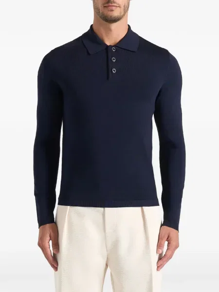 Lung tricou polo Manière De Voir tricotate albastru