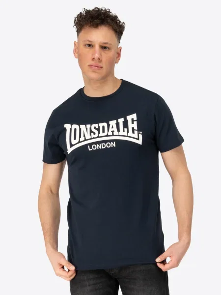 LONSDALE Tricou Fulwood ecru / bleumarin