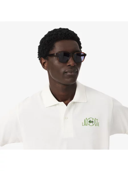 Lacoste Koszulka Polo O Klasycznym Kroju Z Graficznym Brandingiem biały