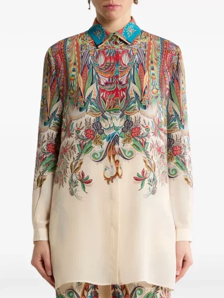 Cămașă Etro de mătase cu imagine cu model paisley