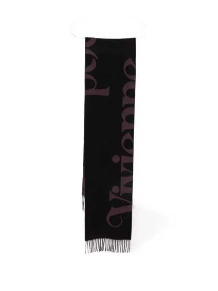 Fular Vivienne Westwood cu franjuri negru