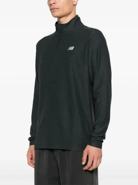 Tricou New Balance cu broderie cu decolteu rotund negru