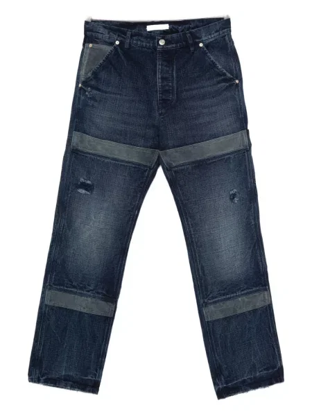 Jeansy Wales Bonner z przetarciami niebieskie