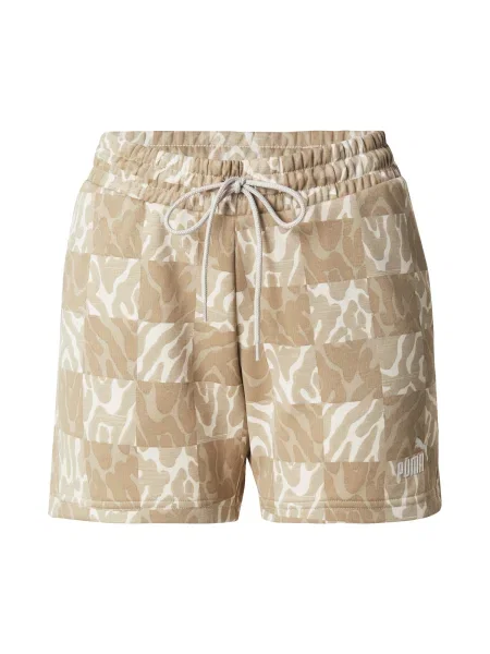 PUMA Pantaloni sport Ess bej închis / maro cappuccino alb