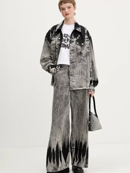 Karl Lagerfeld Jeans kurtka jeansowa przejściowa szary
