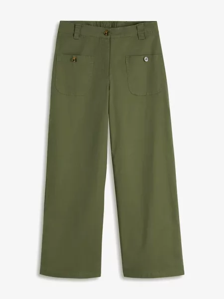 Dżinsy wide leg wysoki stan z wygodnym paskiem zielone