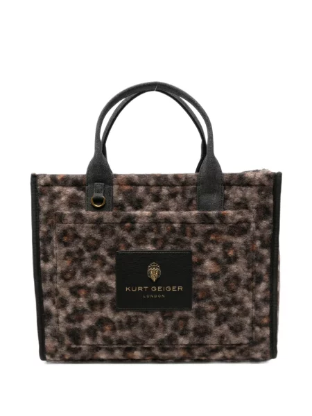 Платно шопинг чанта Kurt Geiger London с принт с леопардов принт кафяво
