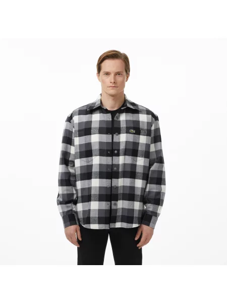 Lacoste Koszula W Kratę Relaxed Fit czarna