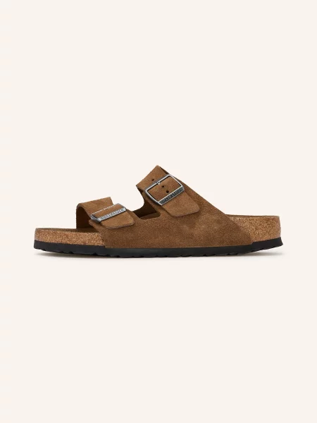 Klapki Birkenstock skórzane brązowe