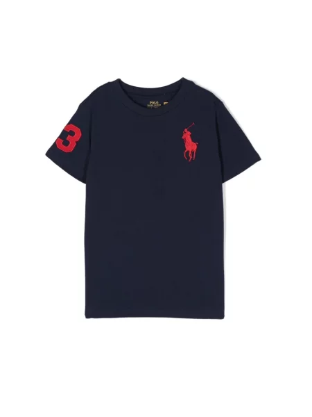 Koszulka z krótkim rękawem junior Ralph Lauren Big Pony granatowy S czerwony