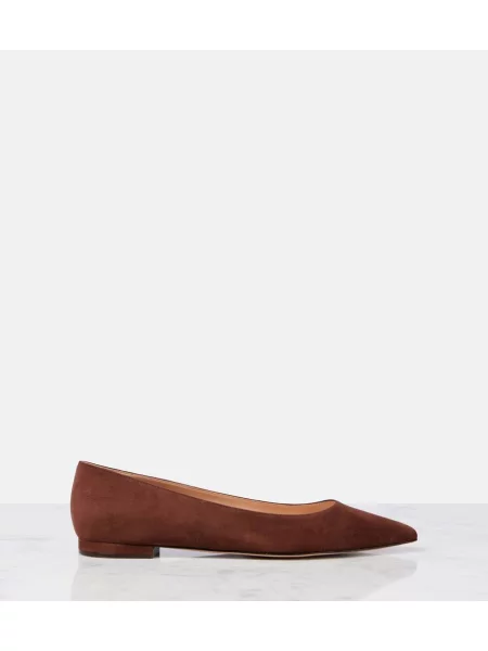 Balerini Gianvito Rossi din piele de căprioară maro