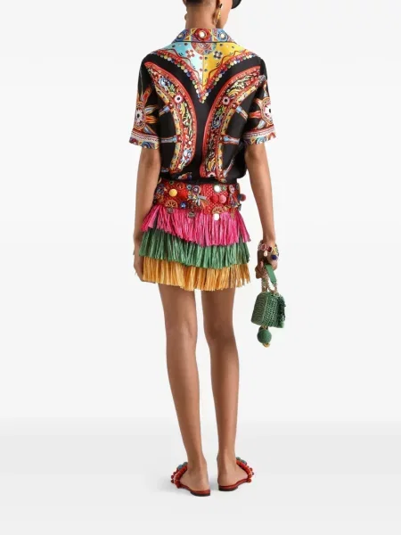 Cămașă Dolce & Gabbana de mătase cu imagine negru