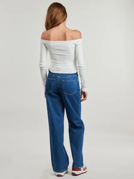 Tricou mânecă lungă Tommy Jeans cu decolteu barcă alb