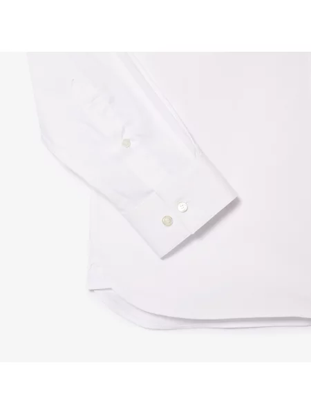 Lacoste Koszula Slim Fit Z Francuskim Kołnierzykiem Z Bawełnianej Popeliny biały