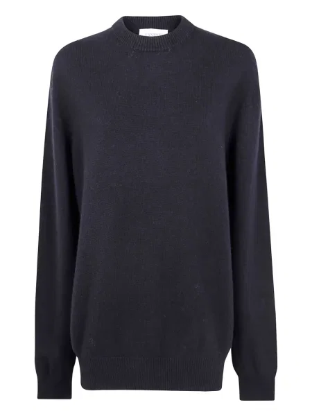 Пуловер Laneus от мерино вълна с кръгло деколте черно