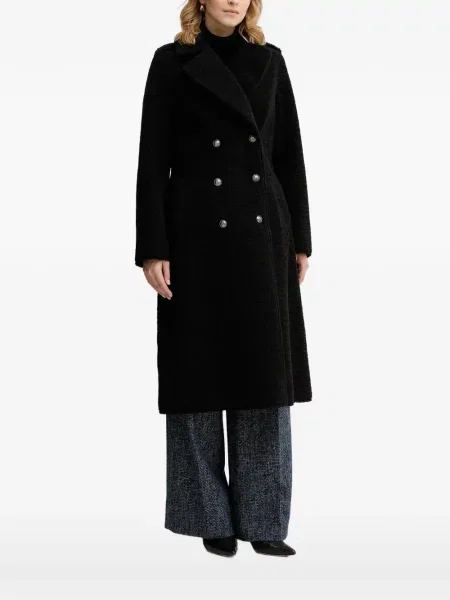 Futro Guess dwurzędowe z futerkiem czarne