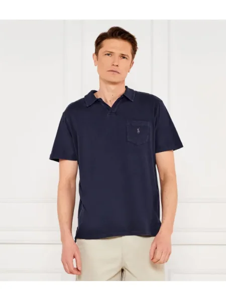 POLO RALPH LAUREN Tenisz póló len hozzáadásával kék