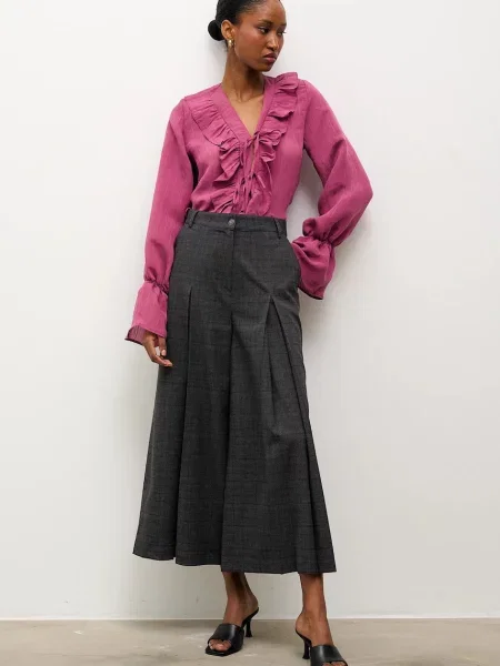 Брюки Answear.lab с высокой посадкой серые