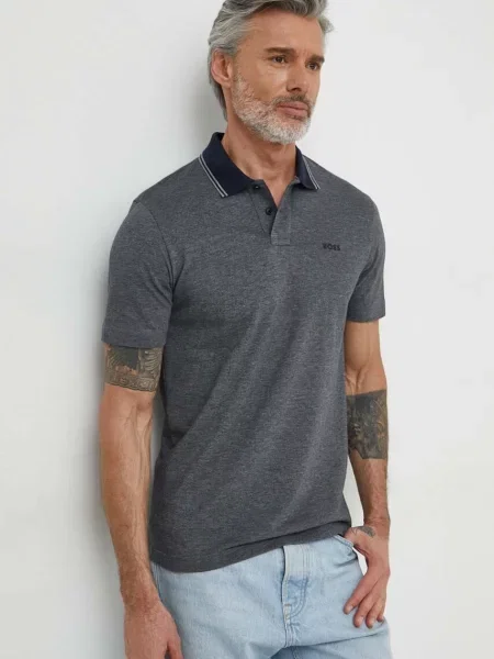 Polo majica Boss Orange melanž plava