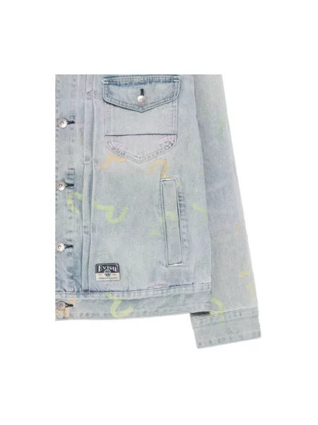 Kurtka jeansowa Evisu z nadrukiem niebieska