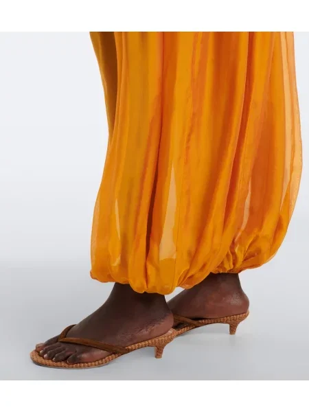 Pantaloni Retrofete din șifon portocaliu