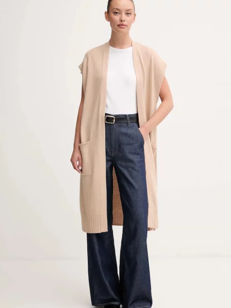 United Colors of Benetton kardigan z dodatkiem wełny beżowy