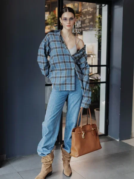 Рубашка Jadone Fashion голубая