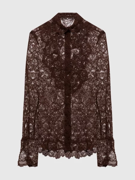 Блуза з мережива Ermanno Scervino коричнева
