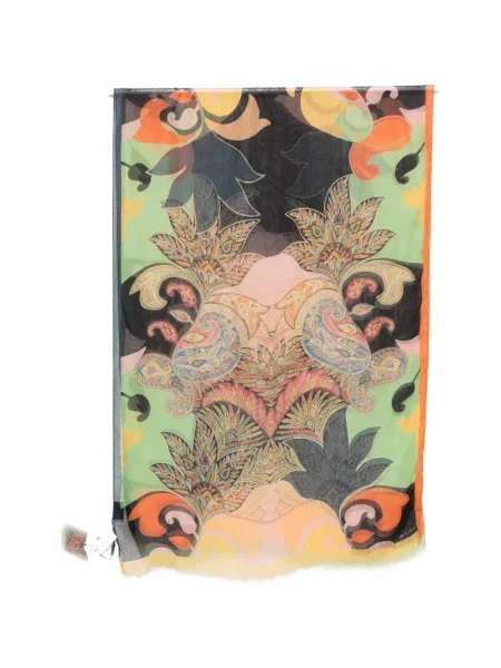 Fular Etro cu imagine cu model paisley verde