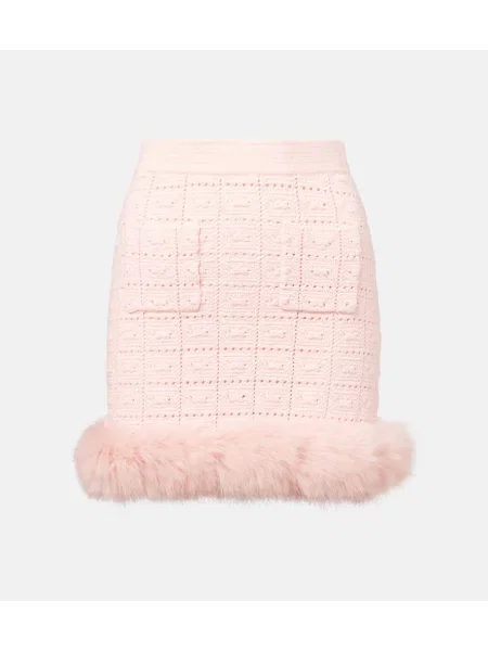 Dzianinowa spódnica Self-portrait różowa