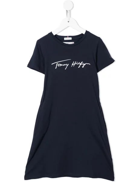 Sukienka koszulowa dziecięca Tommy Hilfiger niebieska
