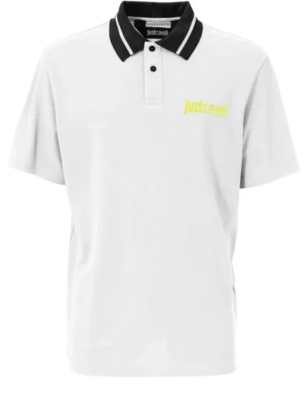 Поло тениска Just Cavalli бродирана бяло