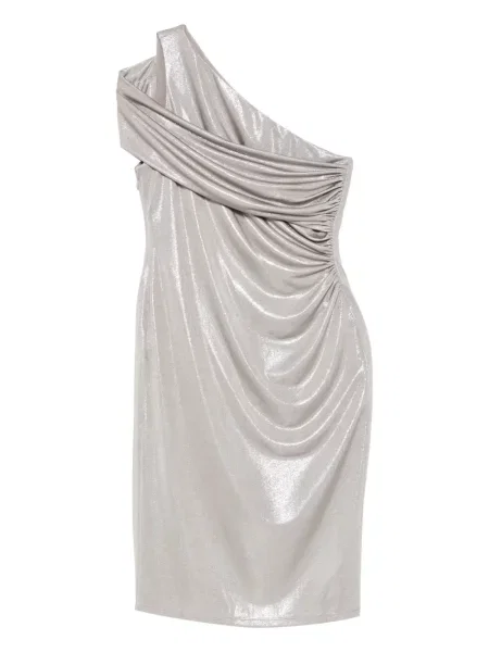 Rochie mini Lauren Ralph Lauren cu un umăr gol de costum argintiu