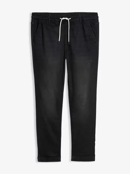 Joggery jeansowe z gumką w talii regular fit straight czarne