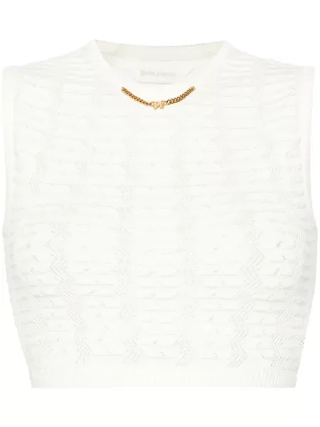 Vestă Palm Angels tricotate alb