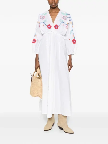 Rochie maxi Forte_forte cu model floral alb