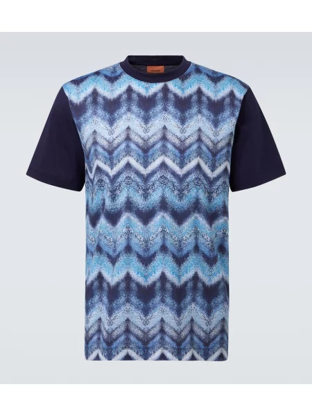 Tricou Missoni cu imagine din jerseu albastru