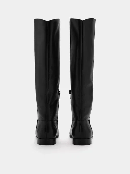 Кожаные сапоги Mango черные