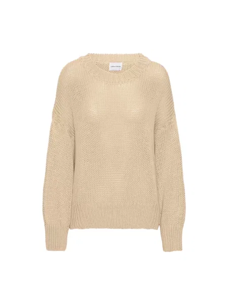 Sweter Americandreams z okrągłym dekoltem beżowy