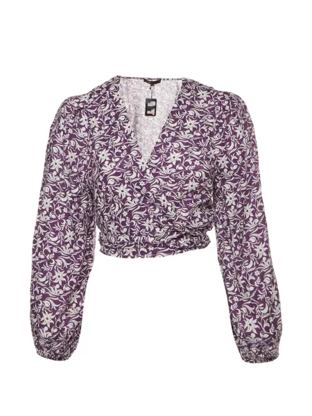 Top Maje cu model floral cu imagine cu legături violet
