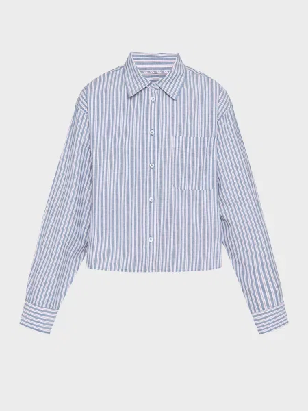 Сорочка повсякденна PRPY льон/бавовна синій