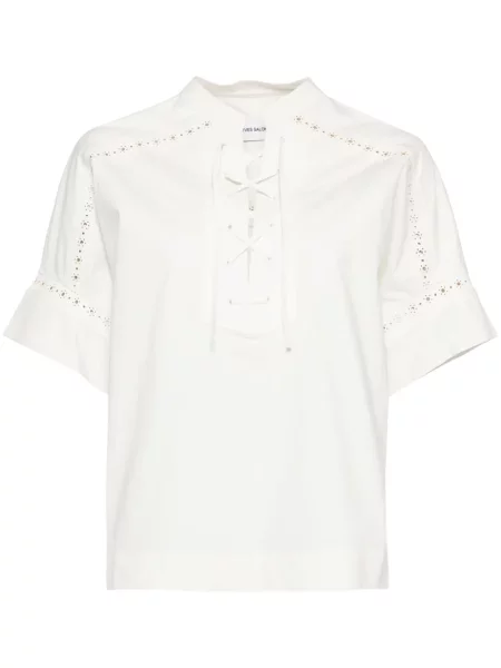 Krótka koszula Yves Salomon ażurowa biała