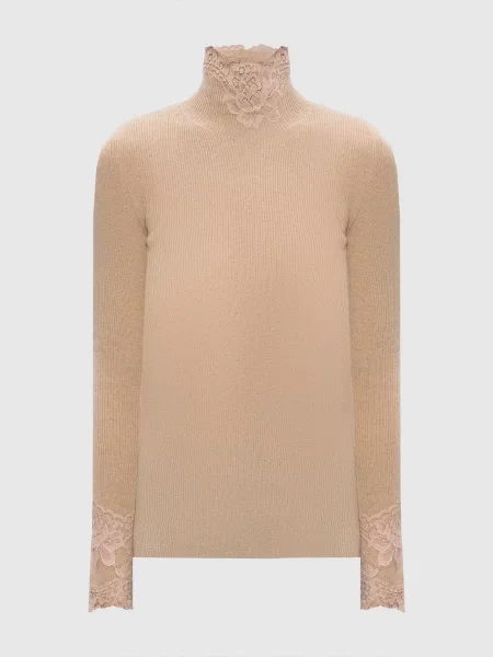 Гольф з кашеміру з мереживом Valentino бежевий