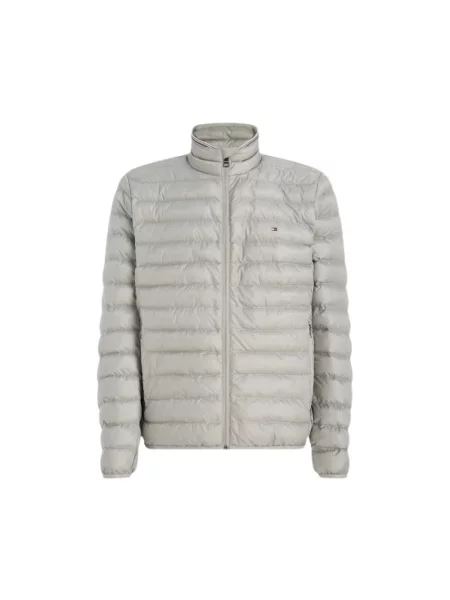 Kompaktowa kurtka puchowa Tommy Hilfiger z długim rękawem szara