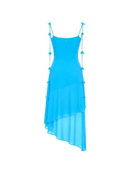 Rochie Guess cu volane asimetrică albastru