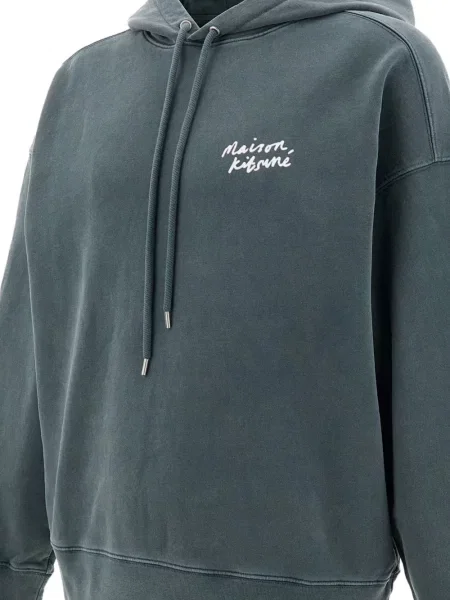 Суичър с качулка Maison Kitsuné с принт с връзки синьо