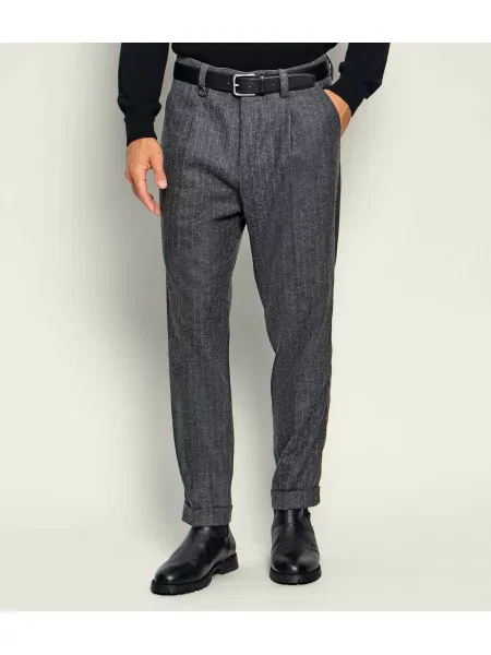 PAOLO PECORA Pantaloni | Tapered fit cu adaos de lână gri