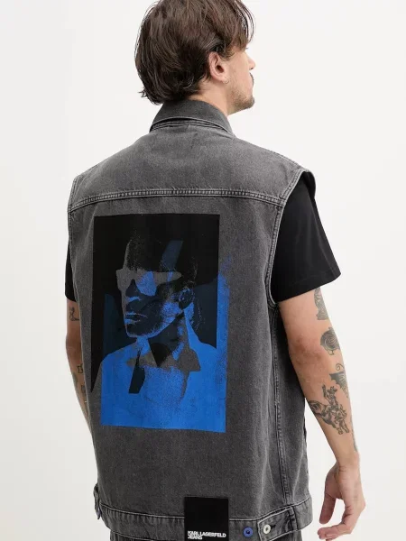 Džínová vesta Karl Lagerfeld Jeans šedá