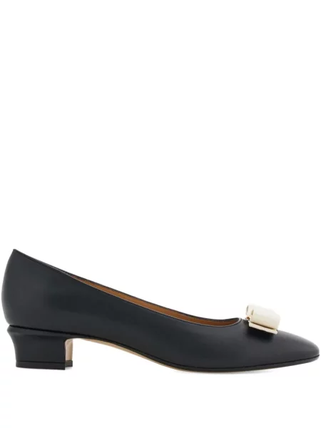 Pantofi cu toc Ferragamo cu funde negru