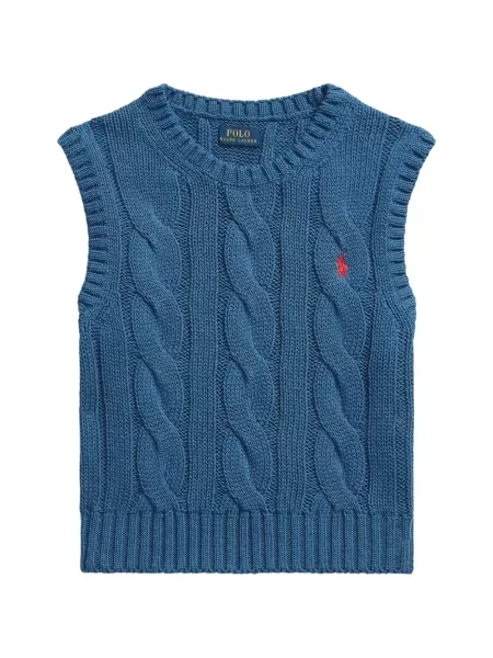 Top Polo Ralph Lauren cu broderie tricotate albastru